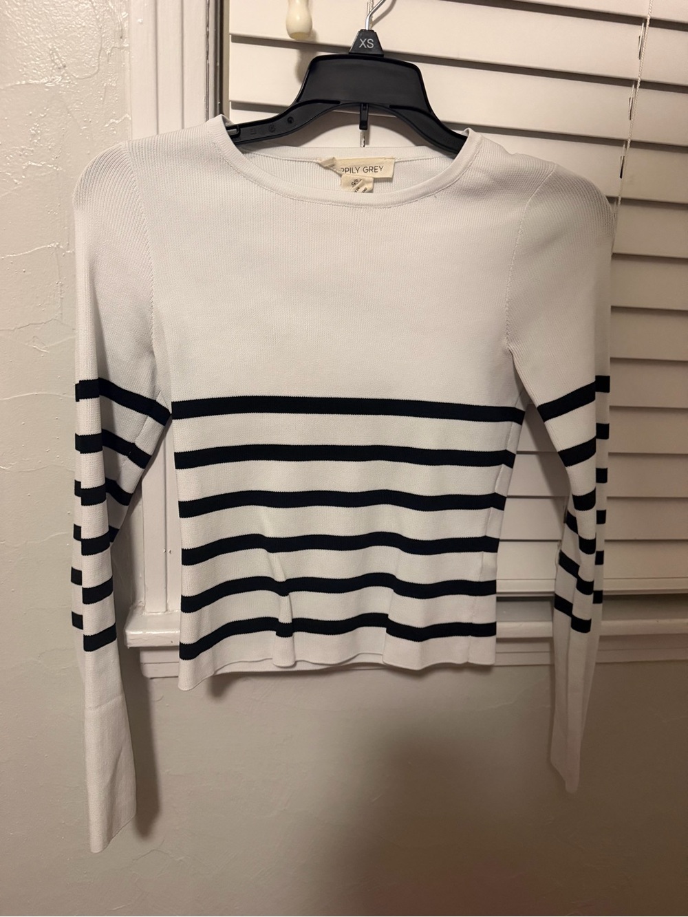 White and black striped long sleeve